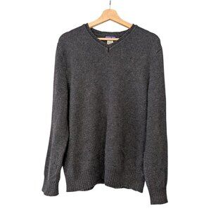 Patagonia 80% Wool Blend Gray Sweater V-Neck Long Sleeve Sweatshirt Mens Size M